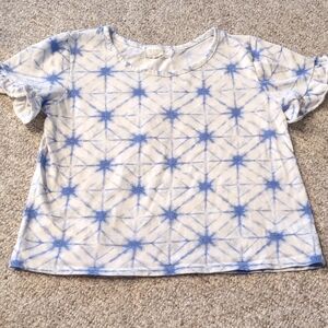 Blue and White Women's Top